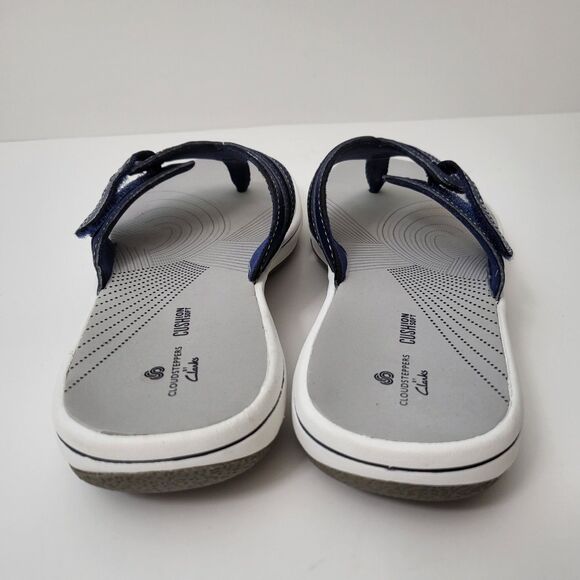 CLARKS Brinkley Jazz Flip Flop Women 9 Navy Blue Adjustable Strap Comfort Sandal - Picture 3 of 7